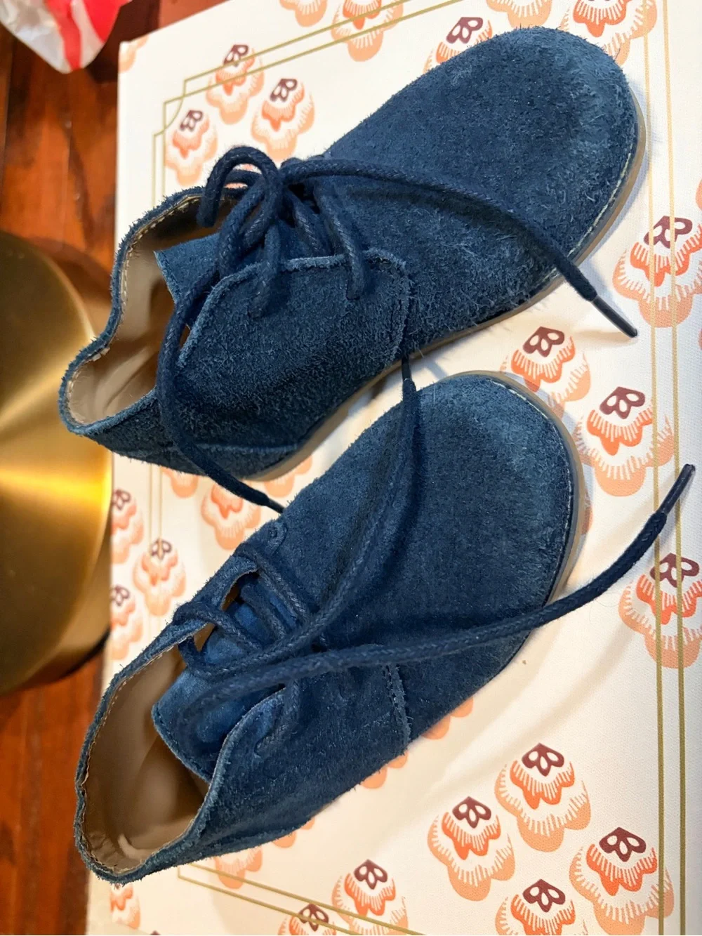 Janie and Jack Navy Blue Suede Lace-Up Shoe